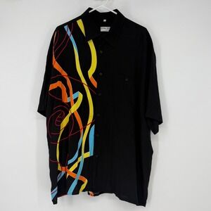 Georg Roth of Germany Mens XXL Black Abstract Graphic Print Short Sleeve‎ Shirt